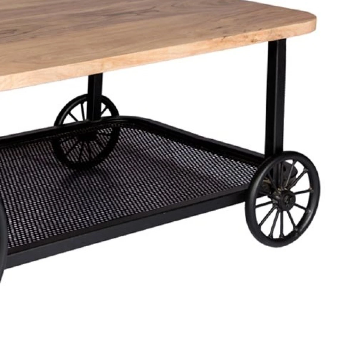 Handmade Coffee Table Mango Wood Top Wheels by Indian Hub