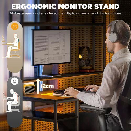 HOMCOM Computer Desk Home Office Desk with Monitor Stand by HOMCOM