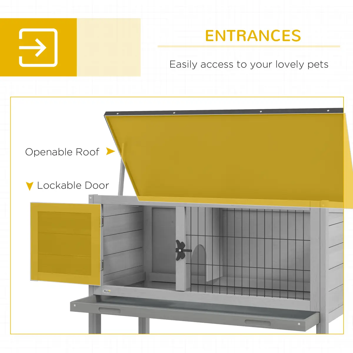 PawHut PawHut Large Elevated Indoor Outdoor Wooden Rabbit Hutch with Asphalt Roof, Tray - Rabbit Hutch