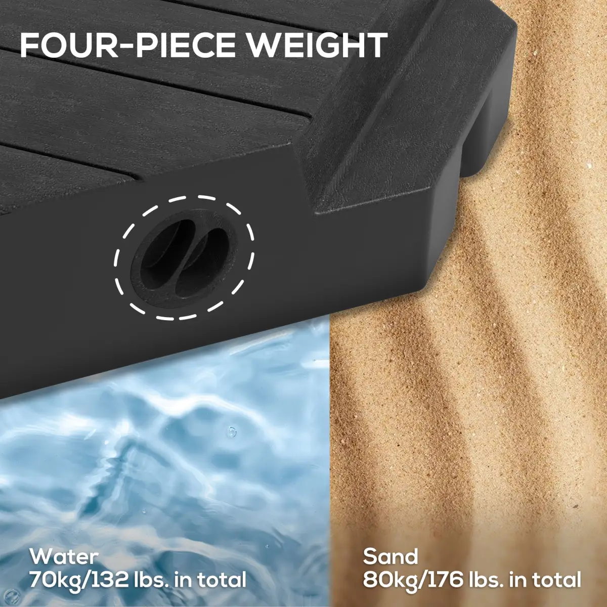 Outsunny Outsunny Umbrella Weights for Offset Parasols, 80kg Sand or 60kg Water Filled - Parasol