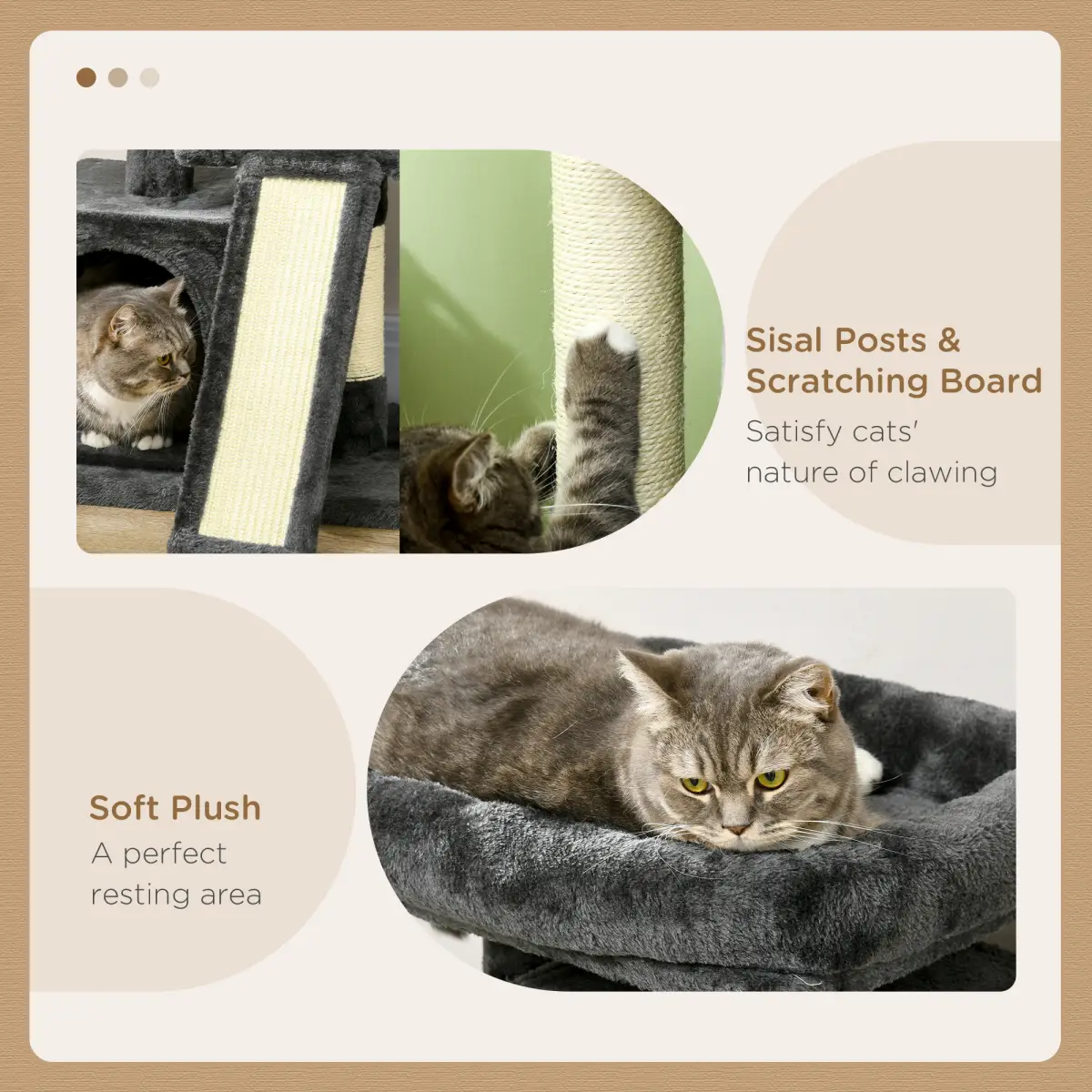 Unbranded Cat Rest & Play Activity Tree w/ 2 House Perch Scratching Post Black Pawhut - Cat Tree