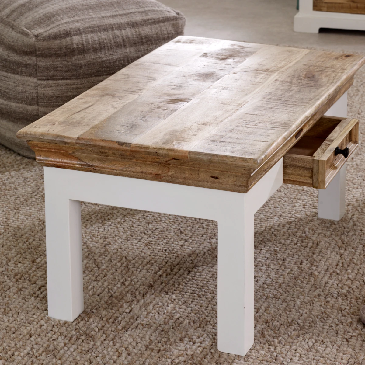 Alfie Coffee Table 26x32x5cm Drawer Living Room by Indian Hub