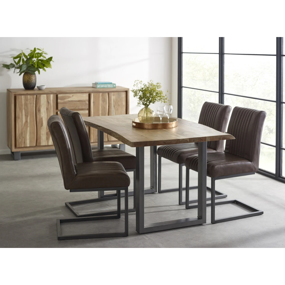 Indian Hub Baltic Dining Table 1.5m Live Edge With Metal Legs Modern - Dining Table