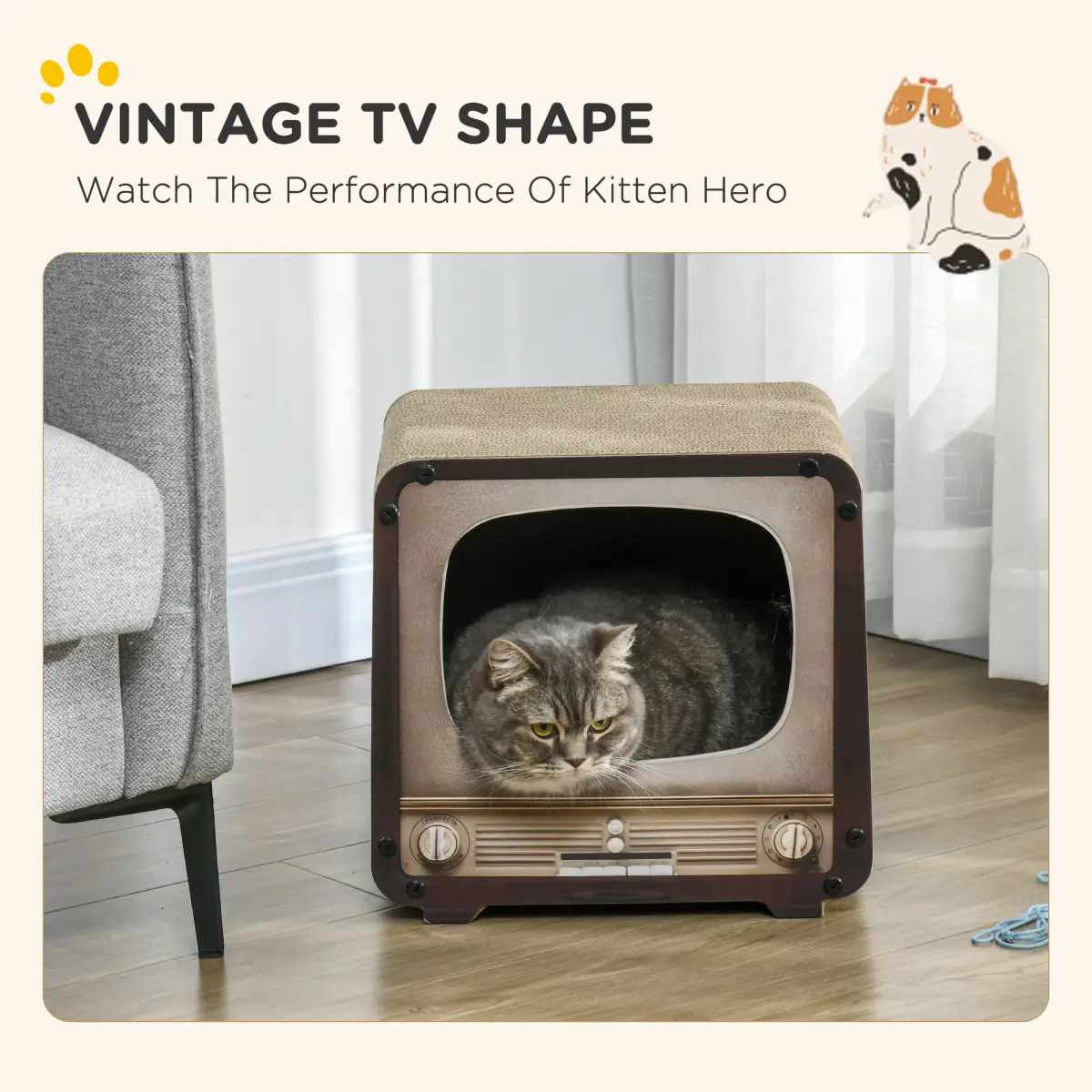 PawHut PawHut TV Shape Cat Scratching Board with Catnip, for Indoor Cats, Brown - Cat House
