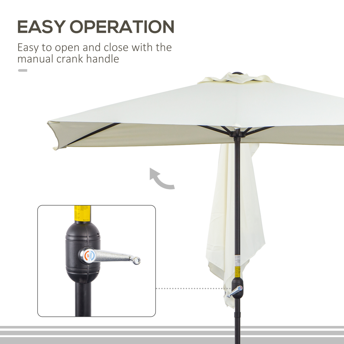 Unbranded 2.3m Garden Balcony Half Round Umbrella Metal Parasol Umbrella Beige Outsunny - Parasol