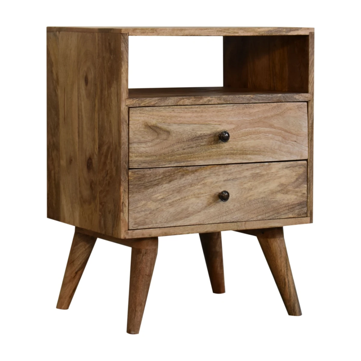 Artisan Bedside Table Standard Size Solid Mango Wood Brass Knob Nightstand For Bedroom Decor by Artisan Furniture