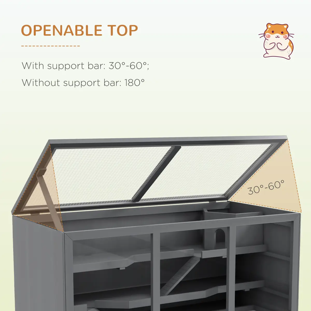 PawHut PawHut Wooden Hamster Cage, Exercise Play House Pen with Tray, Openable Top - Pet Cage