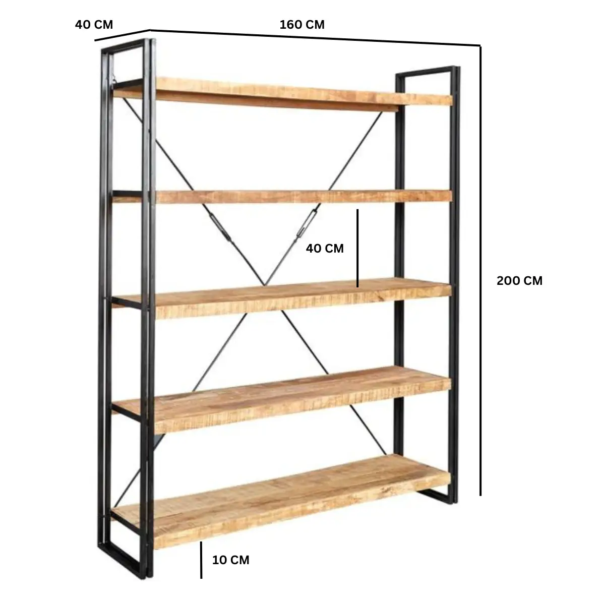 Indian Hub Cosmo Industrial Large Open Bookcase - Bookcase
