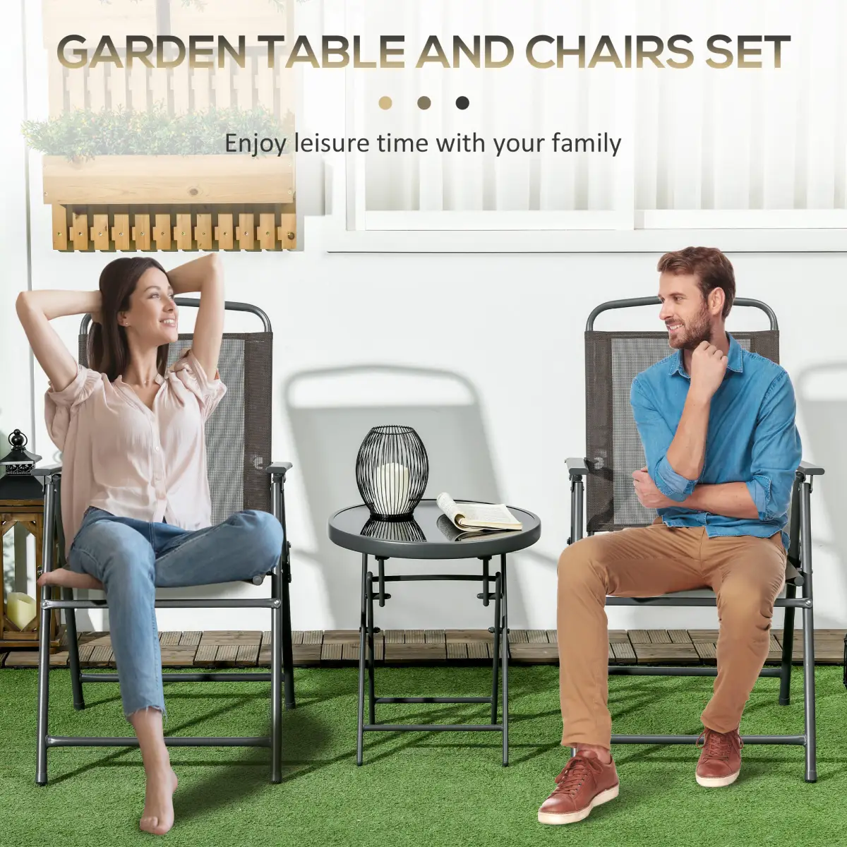 Outsunny Outsunny Patio Bistro Set Folding Chairs & Coffee Table for Balcony, Brown - Bistro Sets