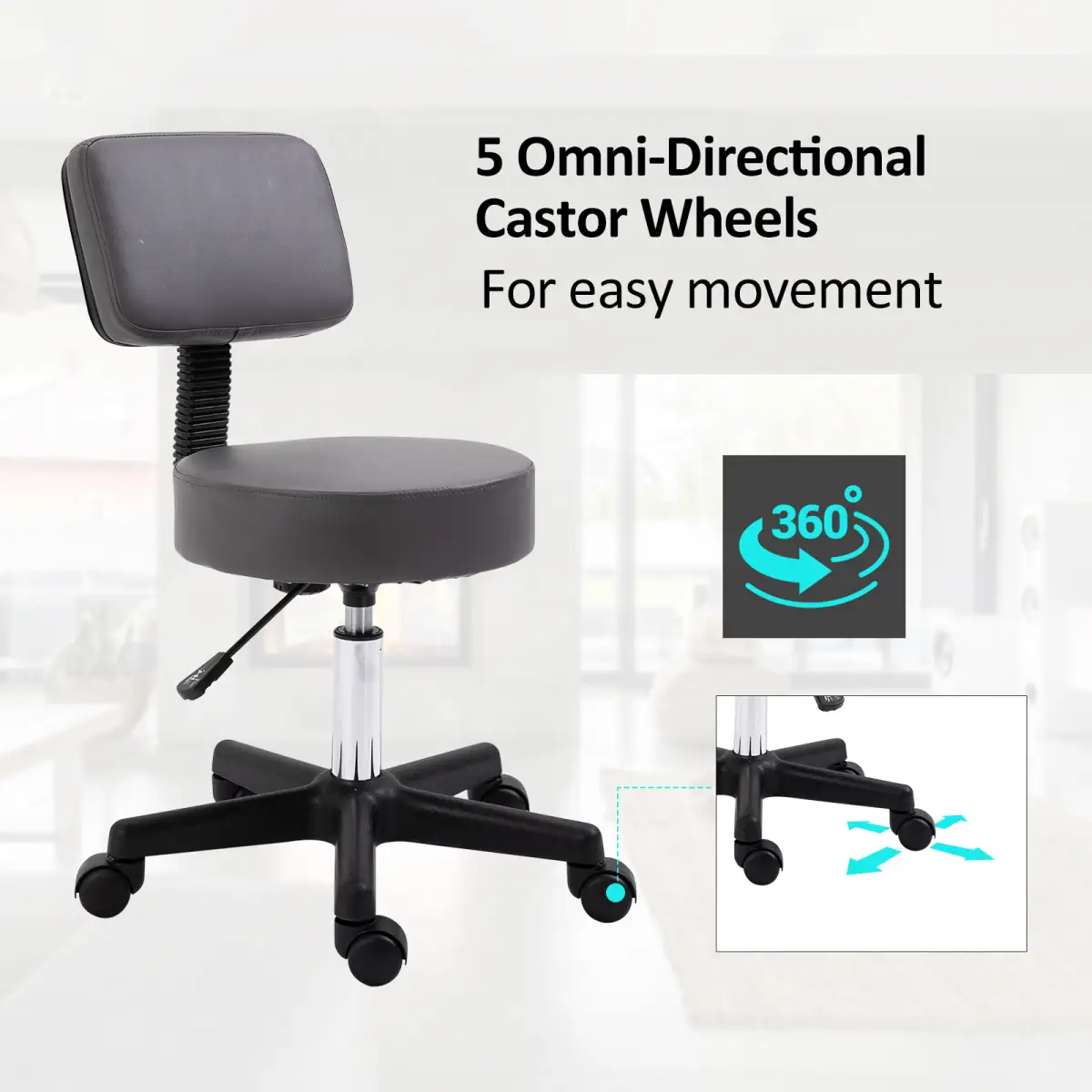 HOMCOM Desk Top Storage Organizer Office Chair With Drawers Shelf Book Holder, Adjustable 43-55 cm, HOMCOM - Office Chair