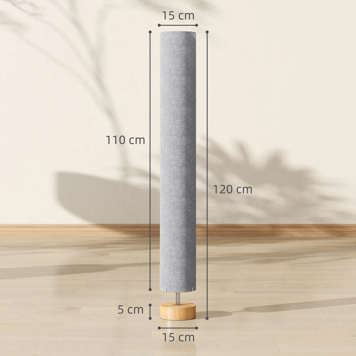 HOMCOM LED Floor Lamp Slim 3000K 4500K 6500K Adjustable Colour Temperature With Fabric Shade Foot Switch For Living Room by HOMCOM