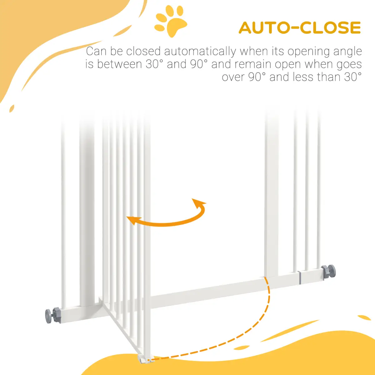 PawHut PawHut 74-87cm Adjustable Metal Pet Gate Safety Barrier w/ Auto-Close Door White - Pet Gate