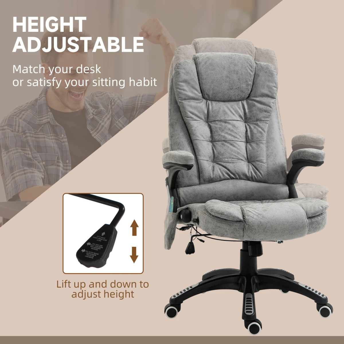 Unbranded Executive Reclining Massage Chair With Heating Six Point Back And Shoulder Massage Headrest For Home Office - Office Chair