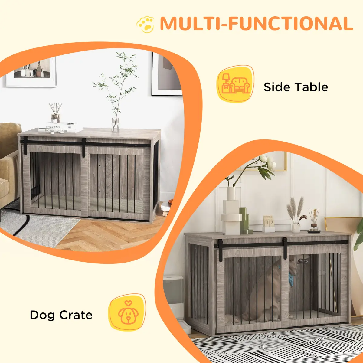 PawHut PawHut Dog Crate Furniture with Removable Cushion for XL Dogs - Brown - Dog Crate