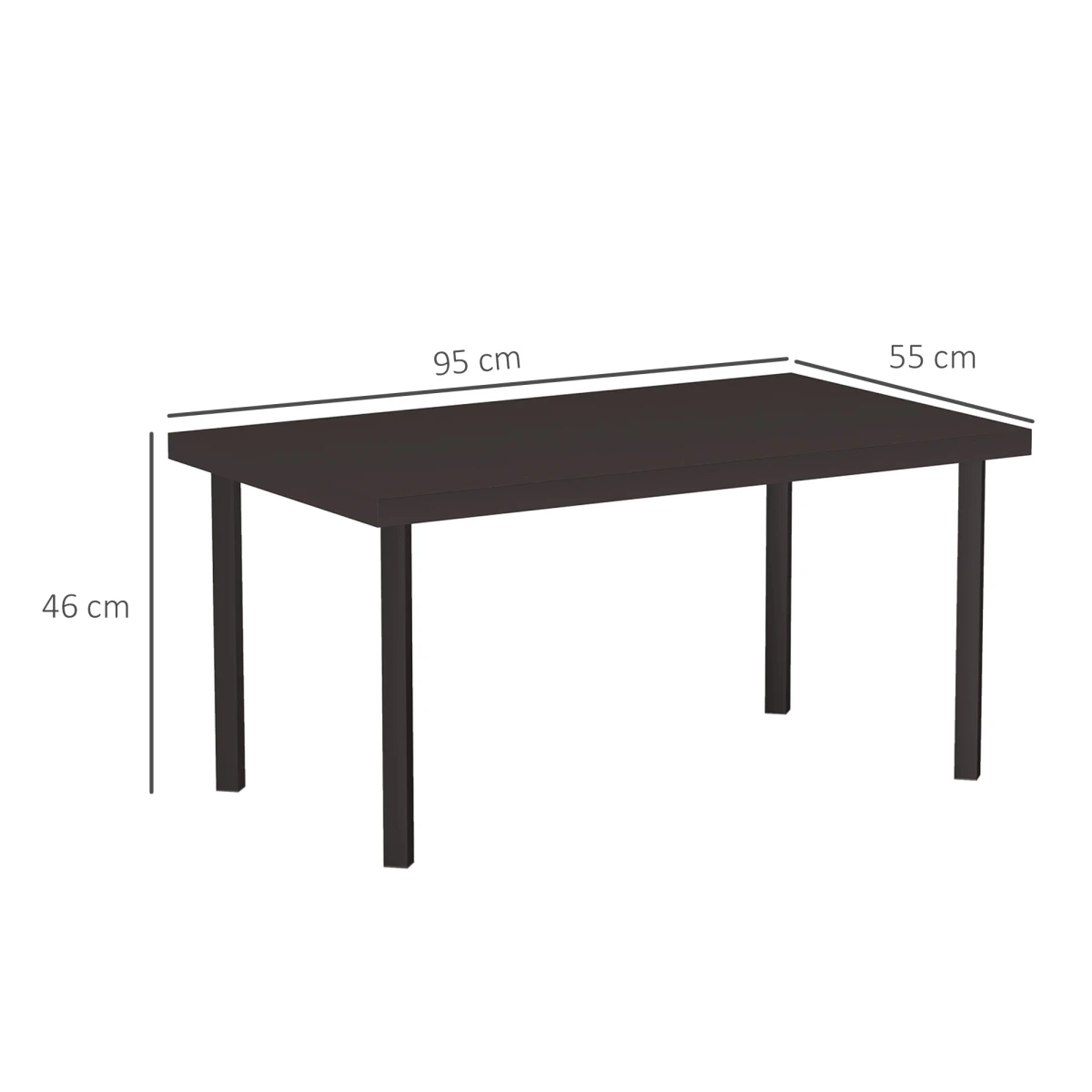 Outsunny Outsunny Metal Garden Coffee Table 95x55 cm Tabletop Woodgrain Finish for Outdoor Patio - Coffee Table