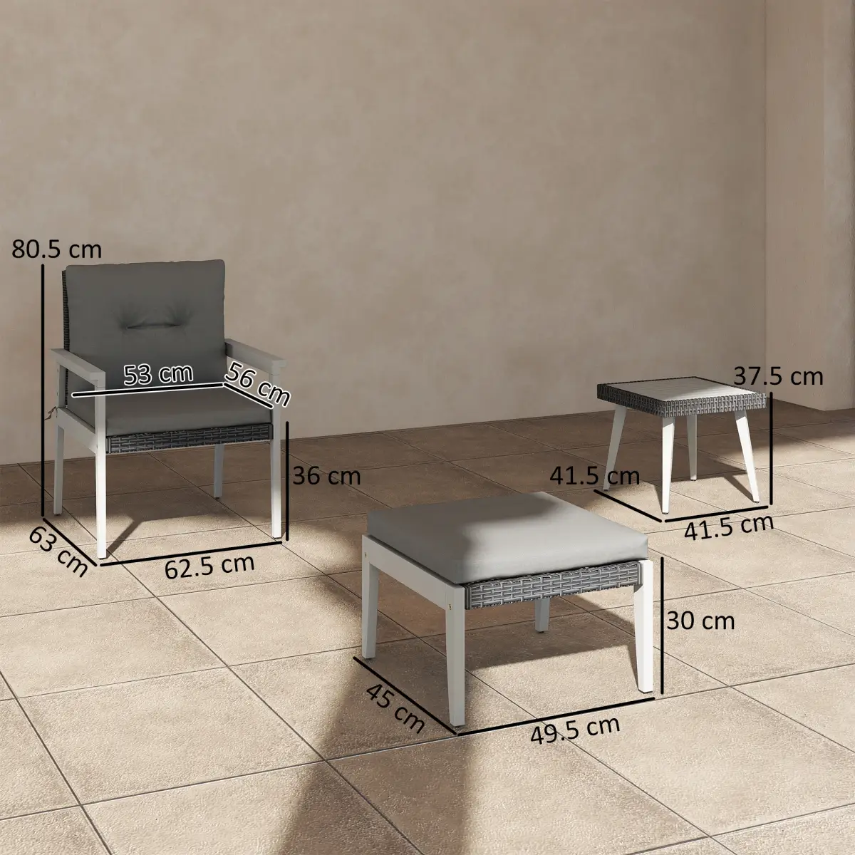 Outsunny Outsunny 5 Pieces Rattan Patio set with Acacia Wood Top Coffee Table - Garden Set