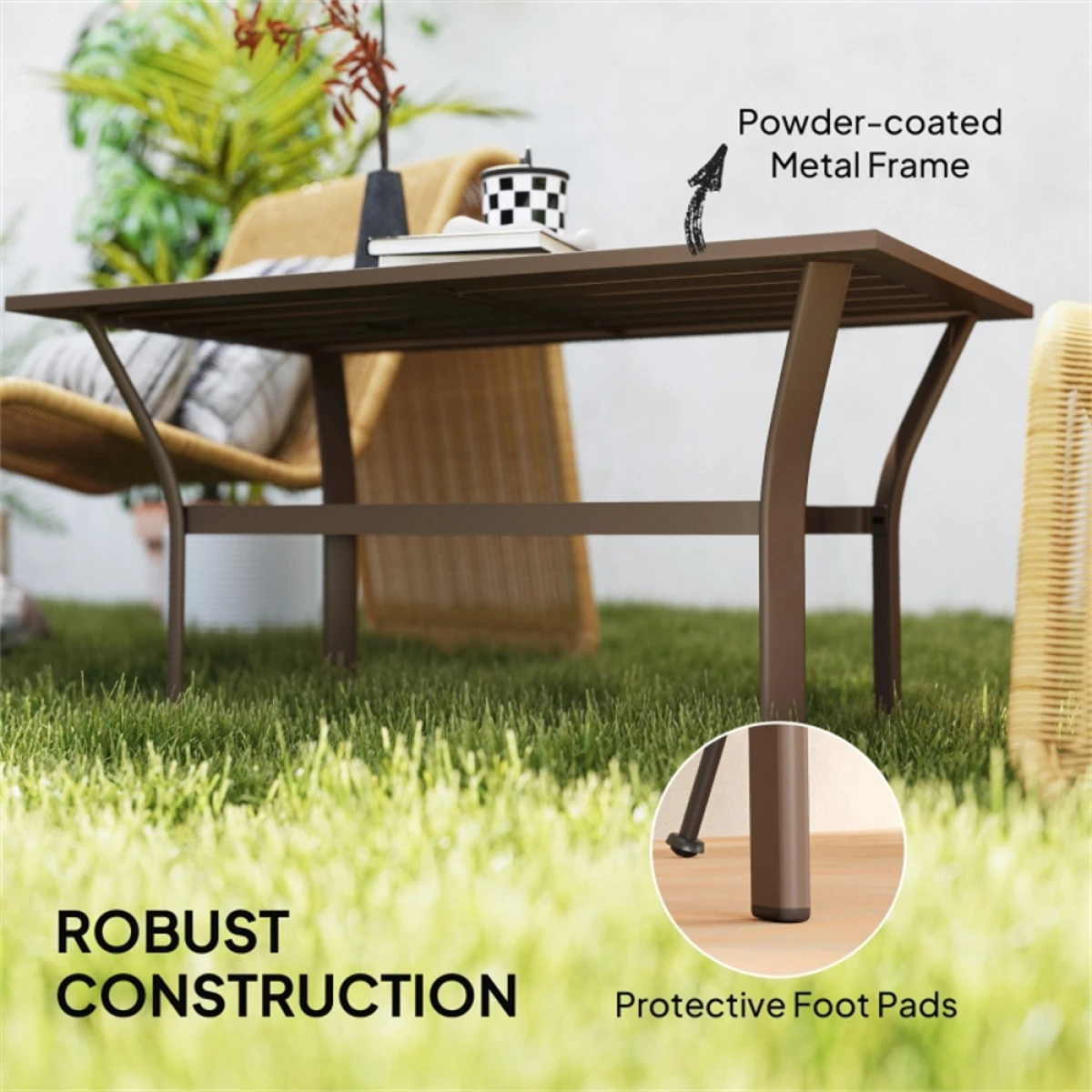N/A Home Symphony Outdoor Coffee Table 36in Slatted - Coffee Table