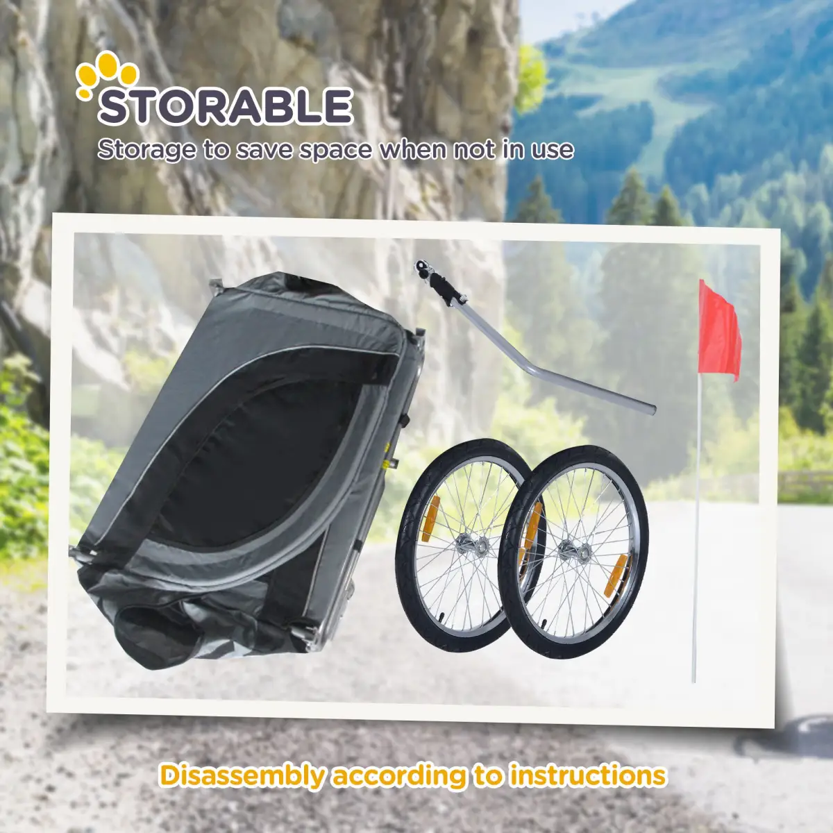 Pawhut Pet Bicycle Trailer Dog Cat Bike Carrier Water Resistant Travel Steel Grey - Pet Carrier