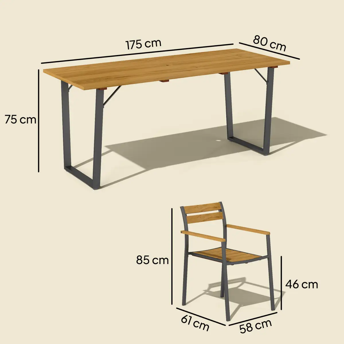 Outsunny Outsunny 7 Piece Garden Dining Set with Table and 6 Stackable Chairs, Brown - Garden Set
