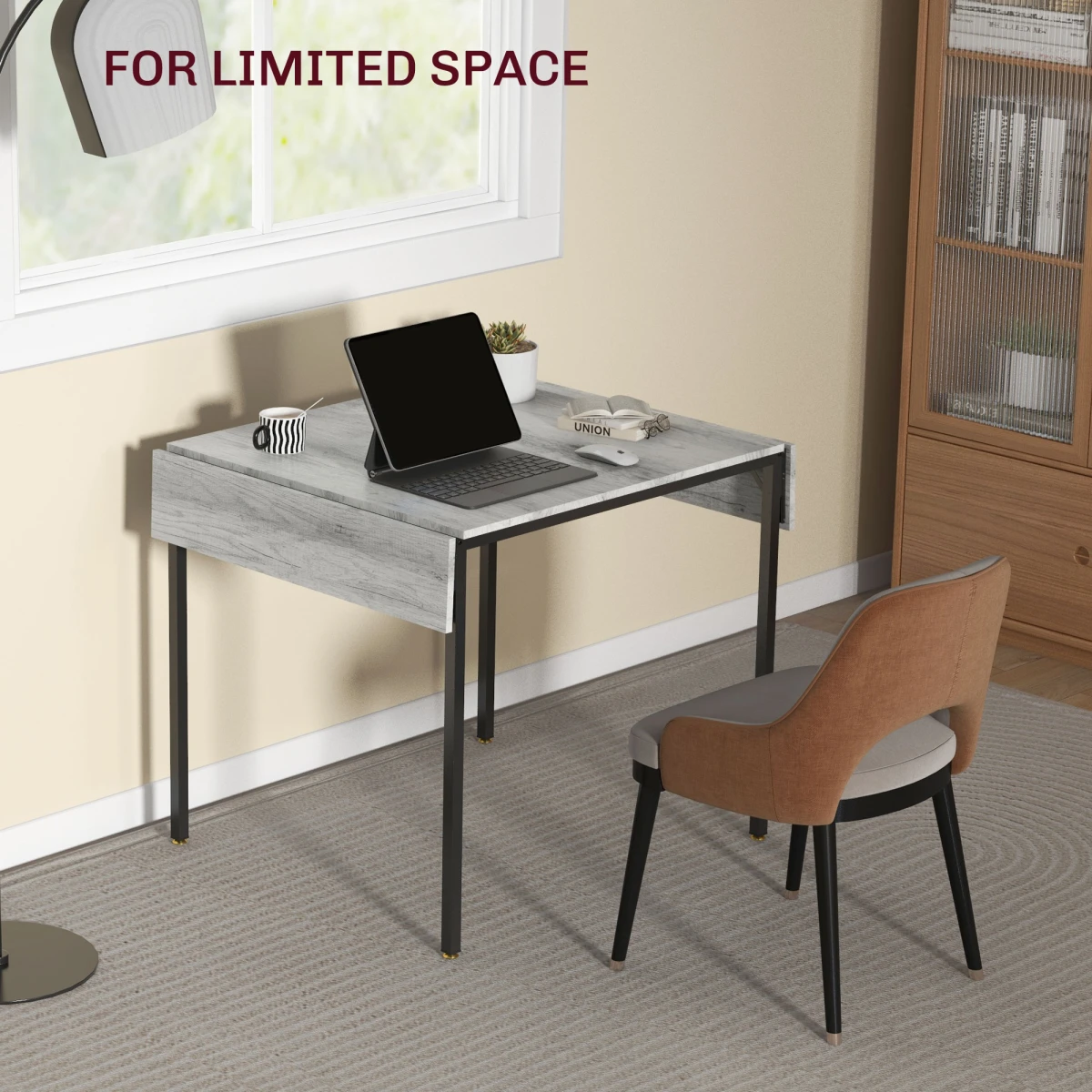 HOMCOM Folding Dining Table 2-4 Seats Drop Leaf Grey Kitchen by PawHut