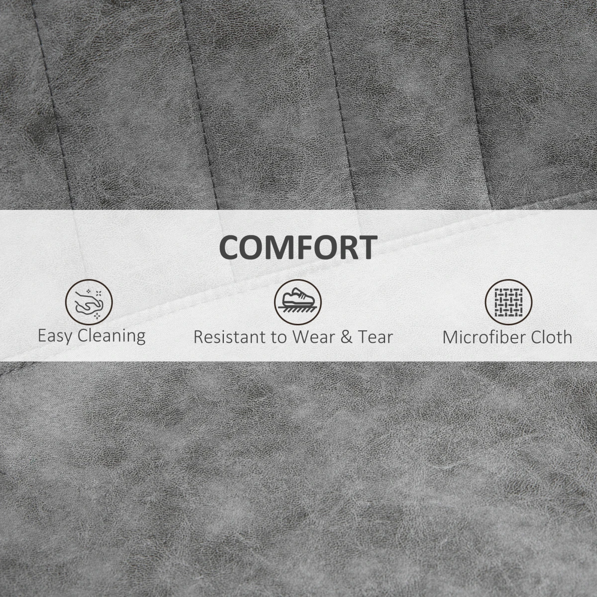 HOMCOM Set Of 2 Microfibre Retro Tub Bar Stools w/ Metal Frame Footrest Home Seat Grey -