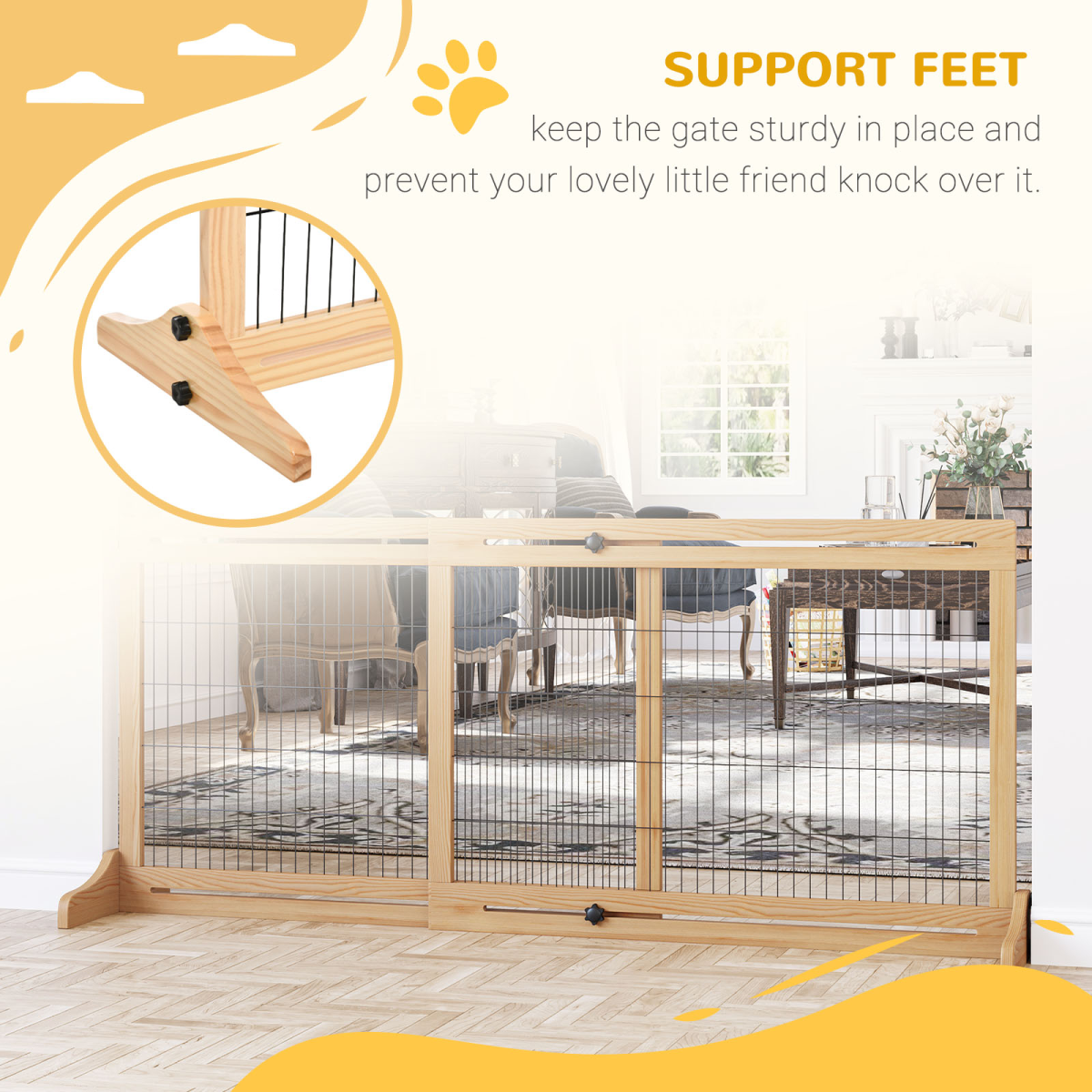 Adjustable Wooden Pet Gate Freestanding Dog Barrier for Doorway Pawhut - from Unbranded