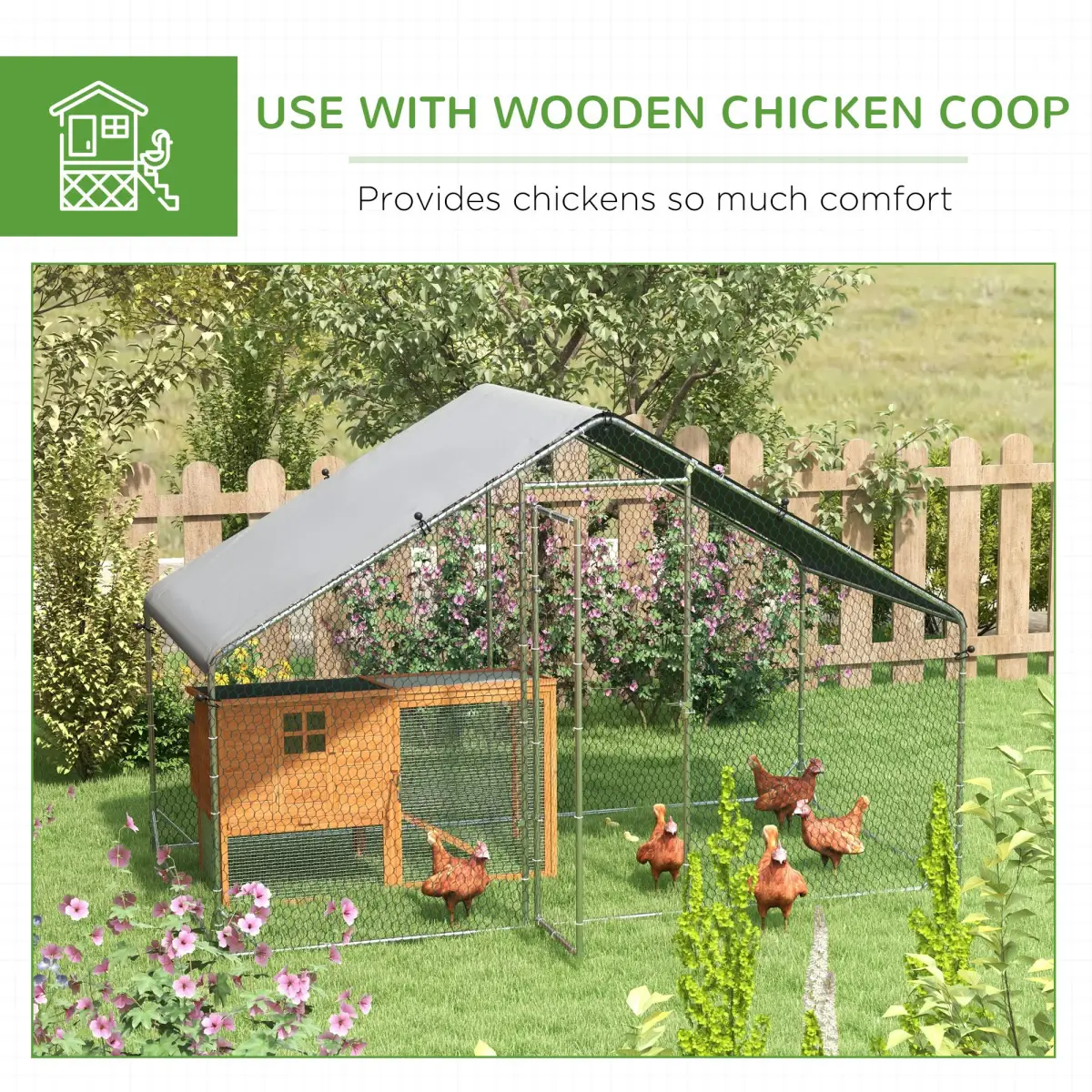 PawHut PawHut Walk In Chicken Run Large Galvanised Chicken Coop with Cover - Chicken Coop