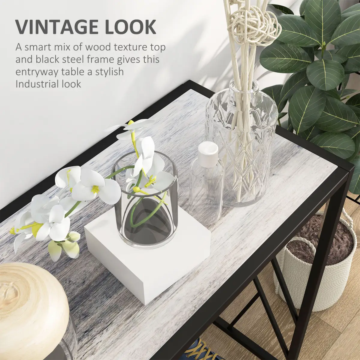 Unbranded Vintage Sofa Table, Metal Frame Console Table for Hallway Living Room - Console Table