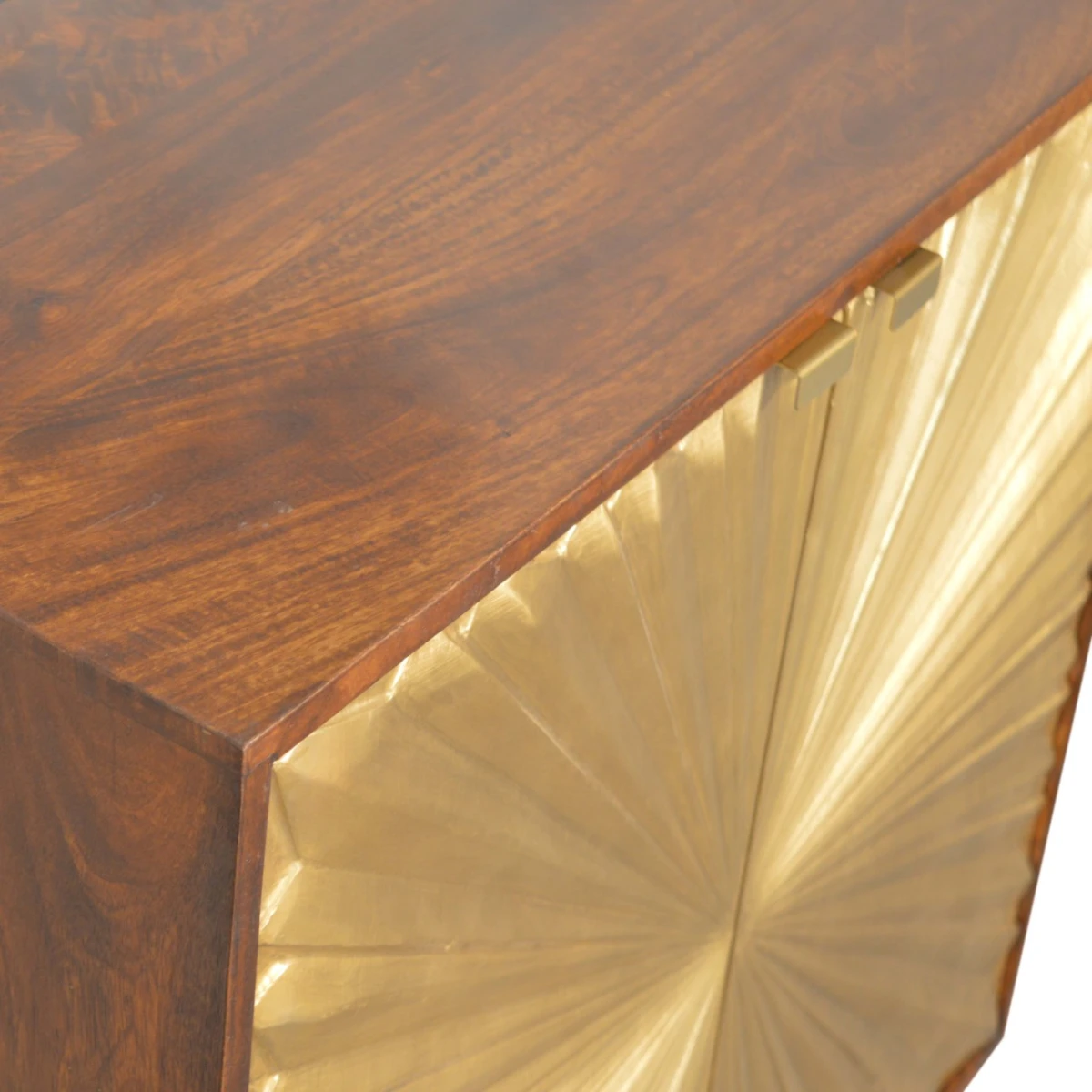 Artisan Cabinet H80cm Mango Wood Brass Doors Sunburst Pattern For Living Room Storage by Artisan Furniture