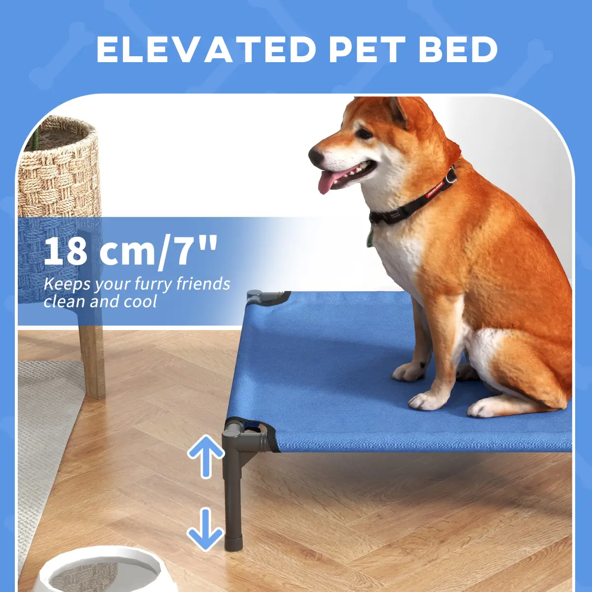 Pawhut Elevated Pet Bed Cool Cot Dog Cat Portable Folding Home Camping Hammock Foldable - Dog Beds
