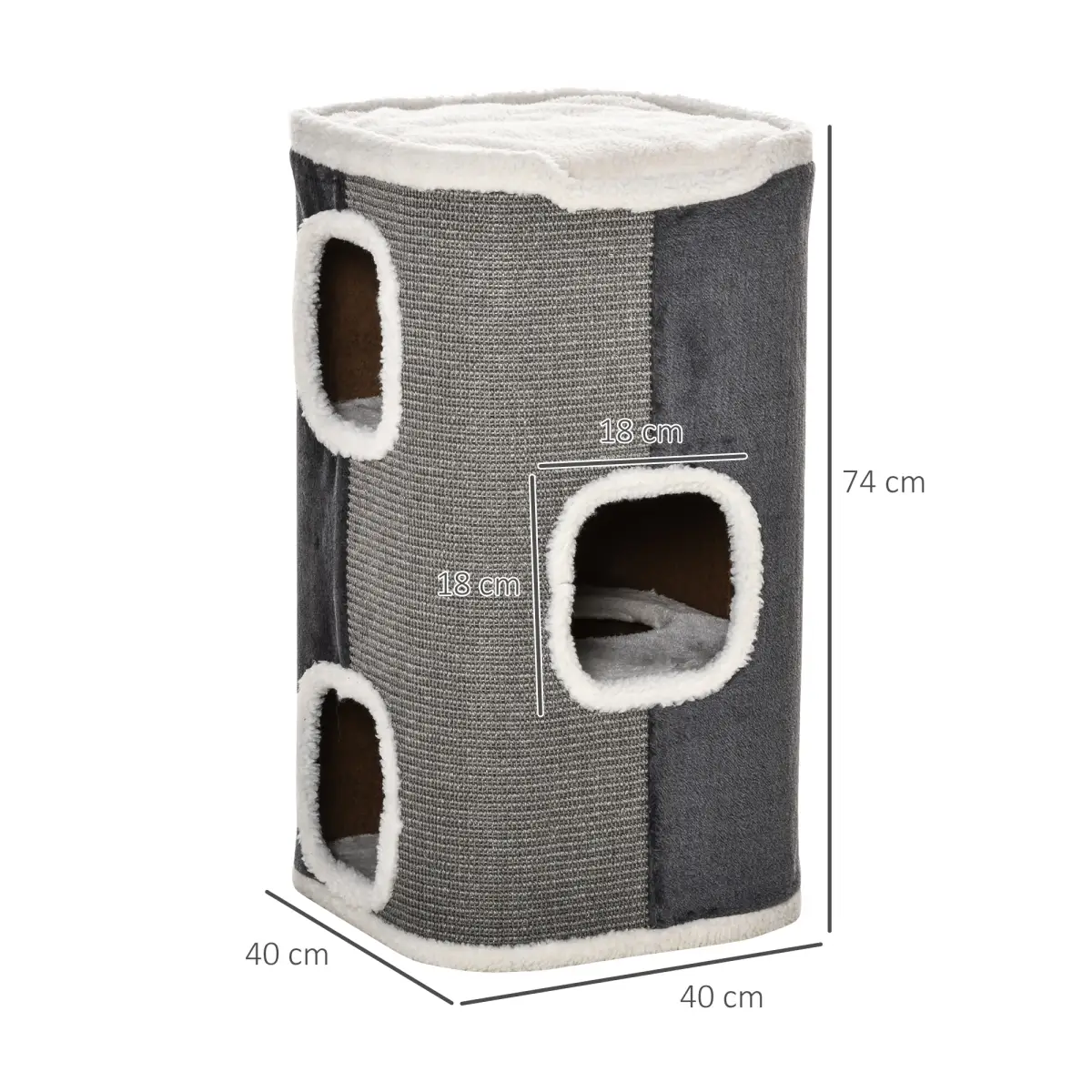 PawHut Cat Barrel Kitten Tree Tower Sisal Scratching Furniture Climbing Frame - Scratching Posts