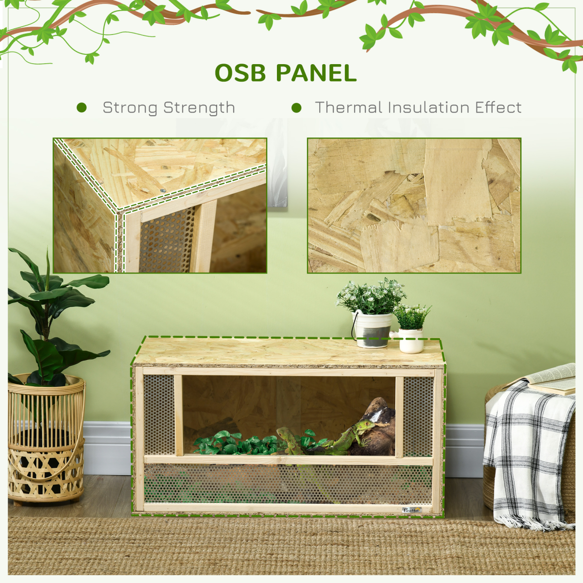 PawHut 80cm Reptile Terrarium Vivarium w/ Glass Sliding Doors, Breathable Mesh - from PawHut