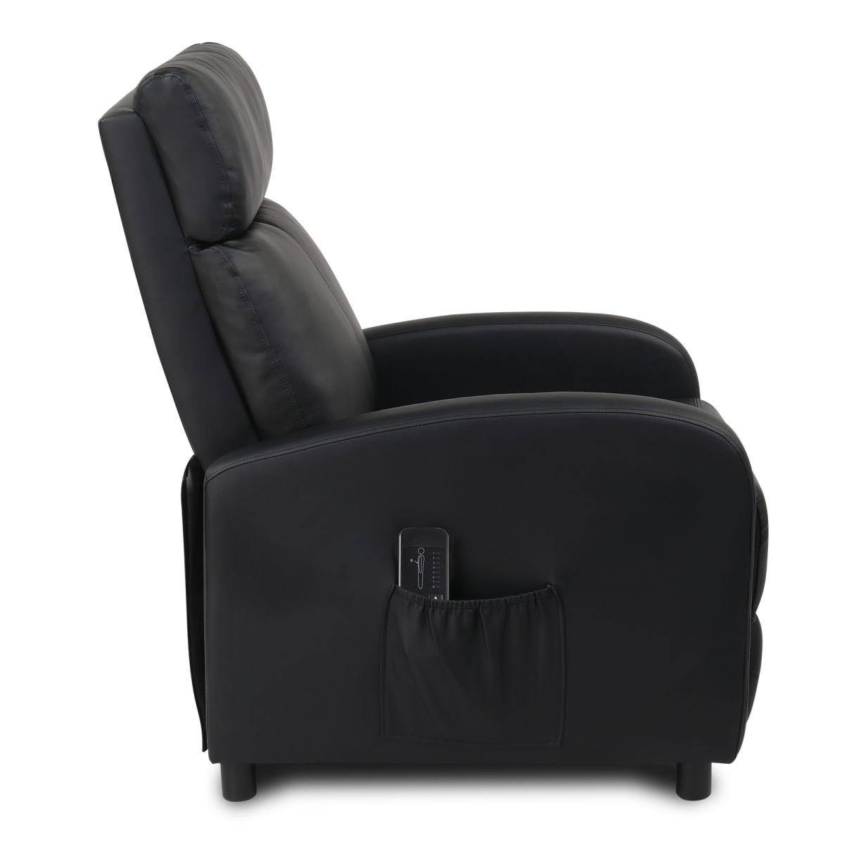 PU With 2-Point Massage Heating Function Recliner Black - from N/A
