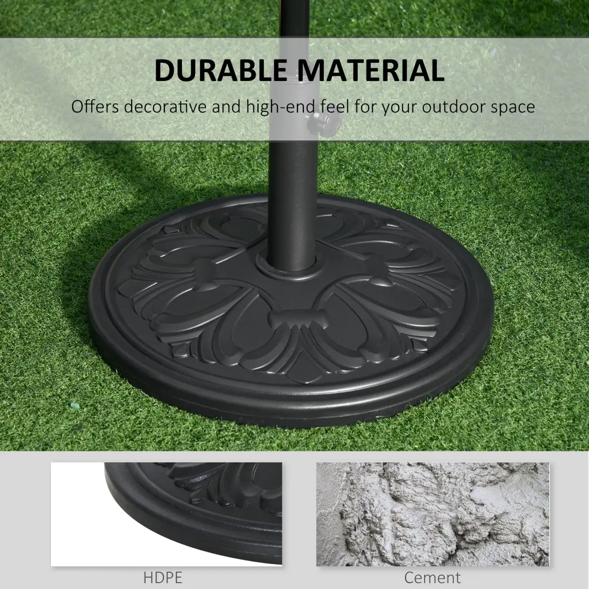 Outsunny Round Parasol Base Heavy Duty Cement Stand Umbrella Holder Garden - Parasol