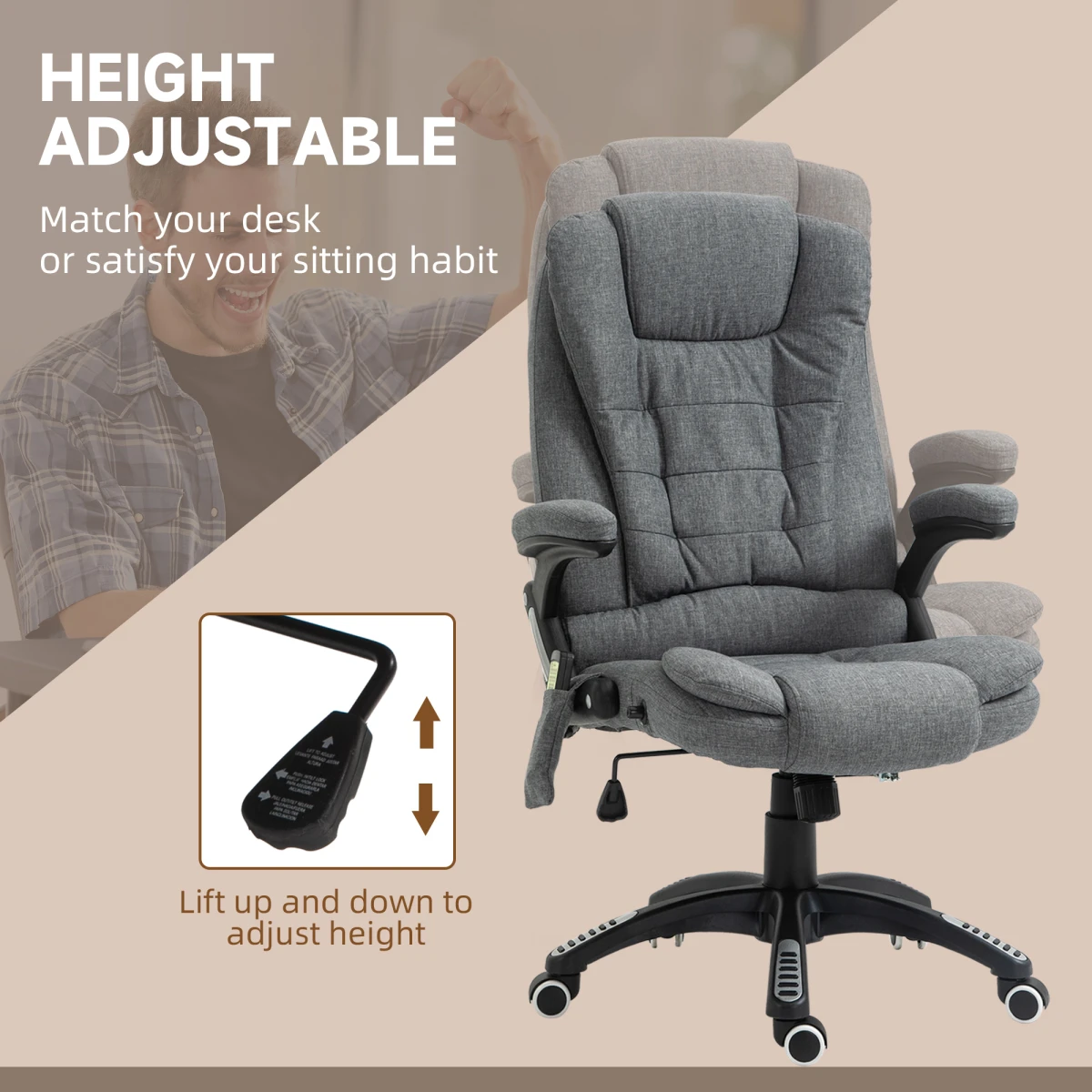 Unbranded Premium Executive Recliner Full-Size Six-Point Heated Massage Chair With Headrest For Office - Office Chair