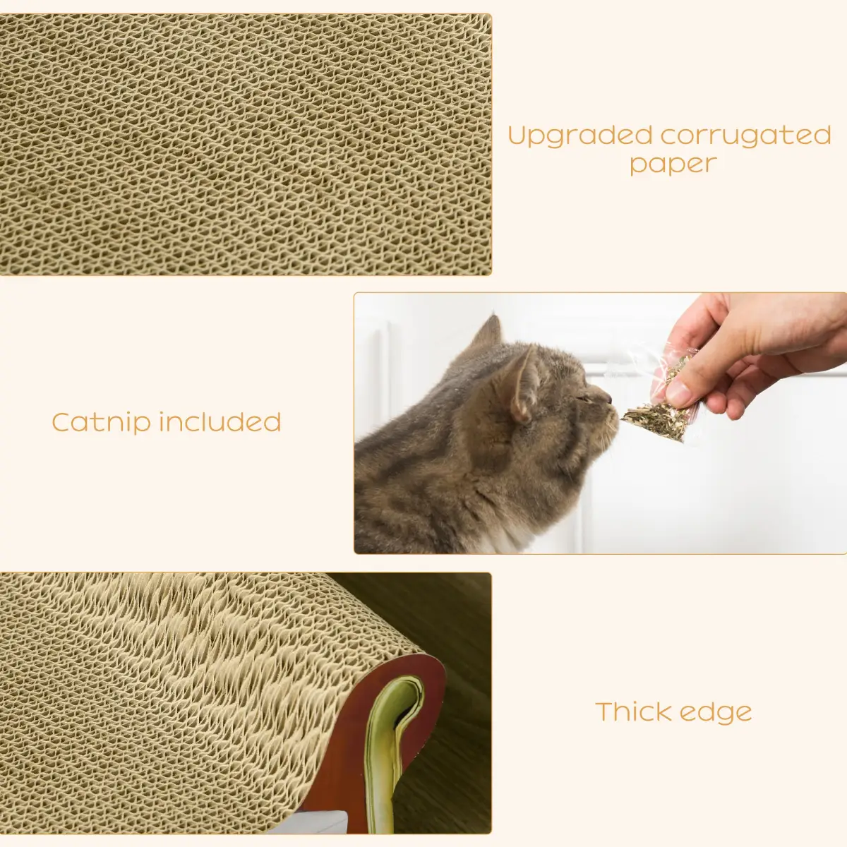 PawHut PawHut Cat Scratching Board, Cardboard Lounge Sofa with Catnip, 58 x 29.5 x 29cm - Dog Beds