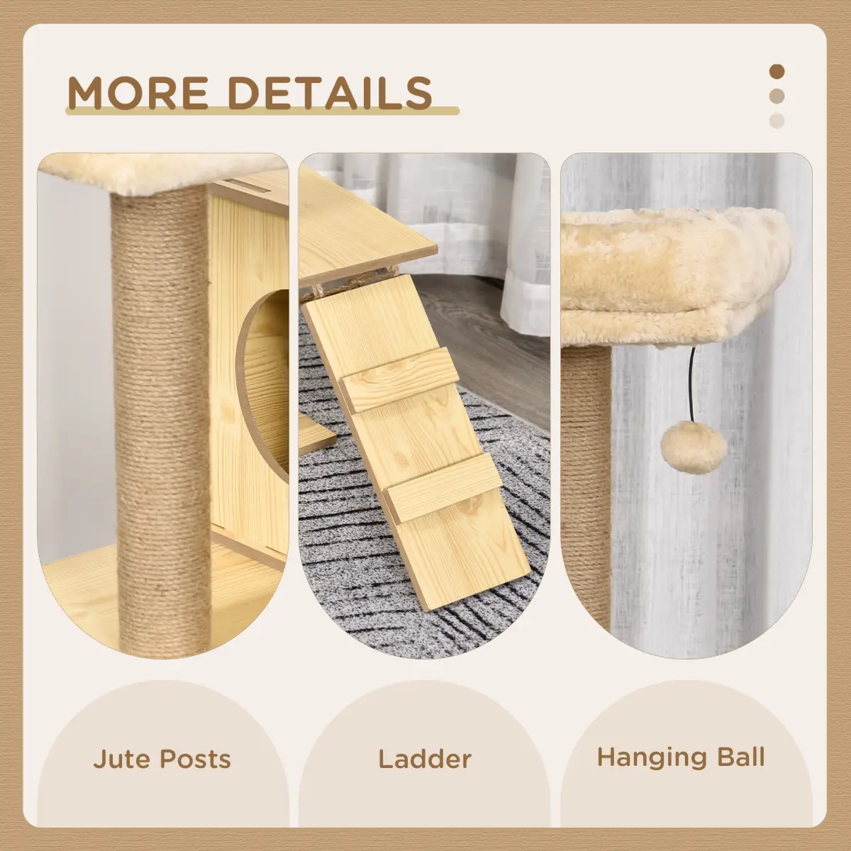 PawHut 130cm Cat Tree for Indoor Cats, Multi-Level Plush Cat Tower - Cat Tree