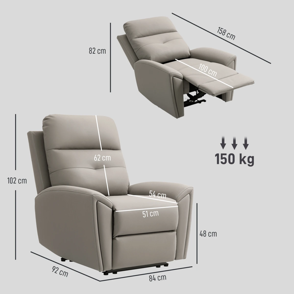 HOMCOM Full Size Manual Recliner Armchair For Living Room by HOMCOM