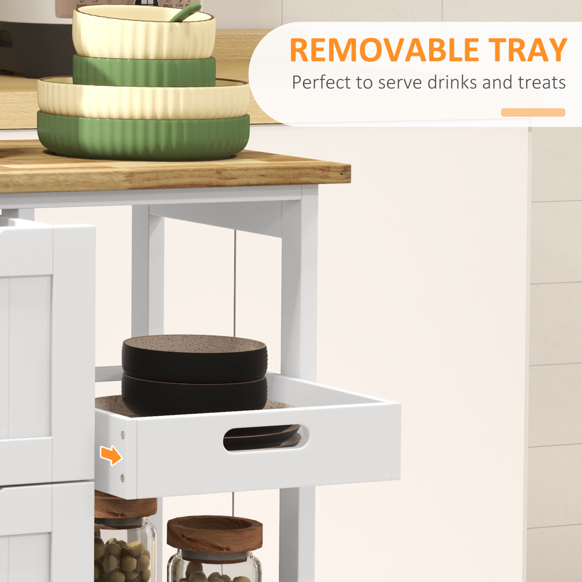 HOMCOM Rolling Kitchen Island Cart, Bar Serving Cart, Compact Trolley White - from HOMCOM