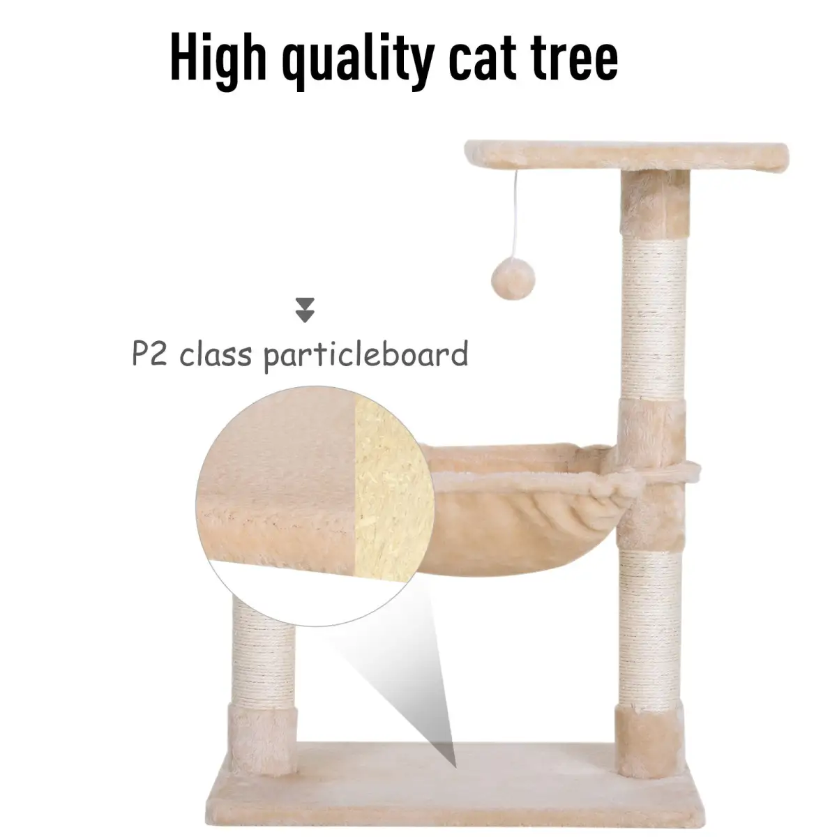 Pawhut Cat Activity Tree Kitten Play Tower Palace Two-Tier w/ Sisal Scratching Post - Cat Tree