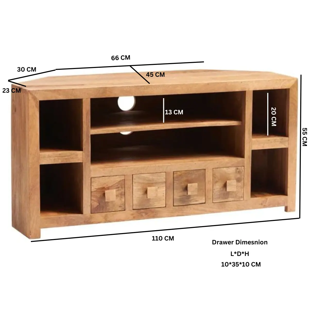 Indian Hub Corner TV Unit for Living Room Sustainable Mango Wood - TV Unit