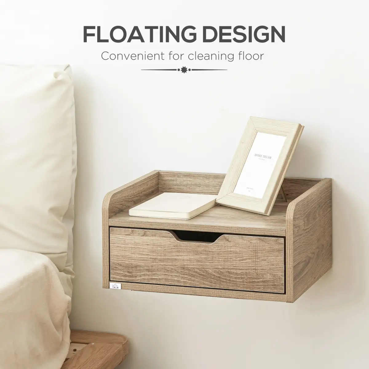 HOMCOM HOMCOM Floating Nightstand Set of 2, Wall Mounted Bedside Table with Drawer - Bedside Table