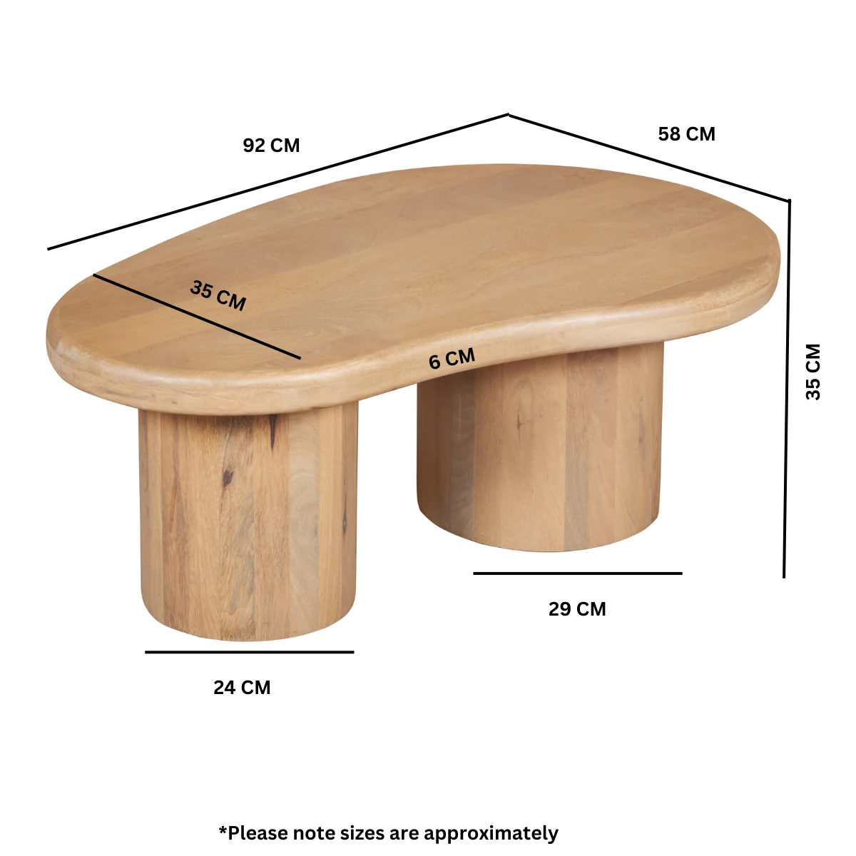 Indian Hub Solid Mango Wood Coffee Table 92x58x35 Cm Fluted Pattern For Modern Living Rooms - Coffee Table