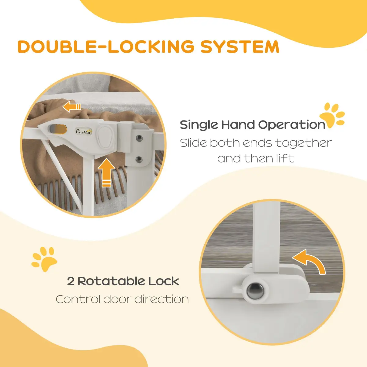 PawHut Pressure Fit Safety Gate w/ Auto Closing Door, Double Locking, Openings 74-80cm - Pet Gate
