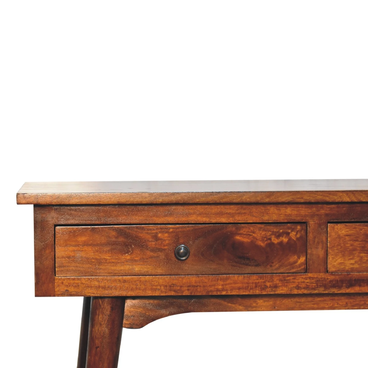 Artisan Furniture Artisan Console Table Compact Solid Mango Wood Two Drawer Chestnut Finish For Hallways - Console Table