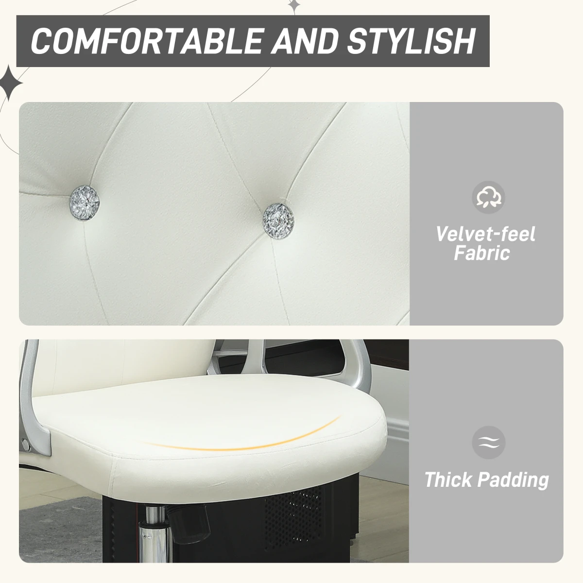 Lux Office Chair 47-57cm Diamond Cushioned Home by N/A