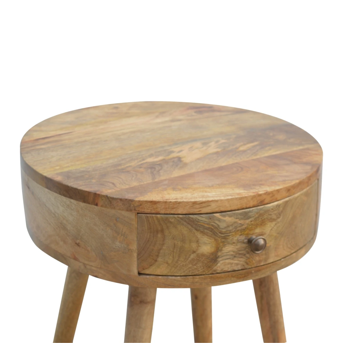 Artisan Furniture Artisan Bedside Round Solid Mango Wood Home Decor - Bedside Table