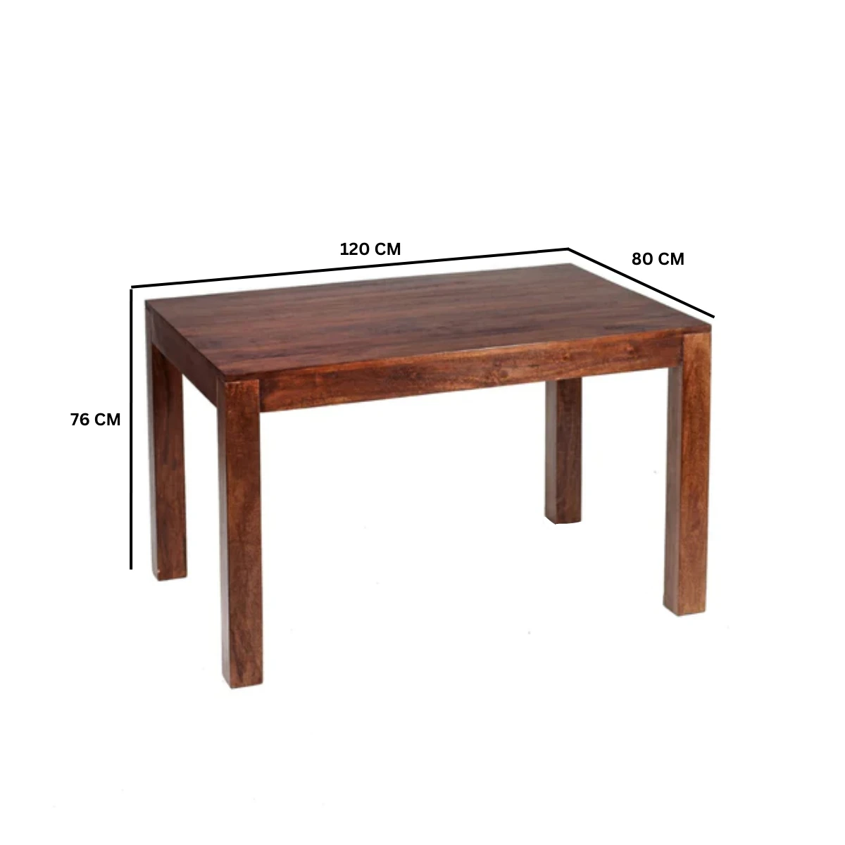 Indian Hub Toko Mango Dining Table 4ft Small 120cm Dark Mango Finish - Dining Table