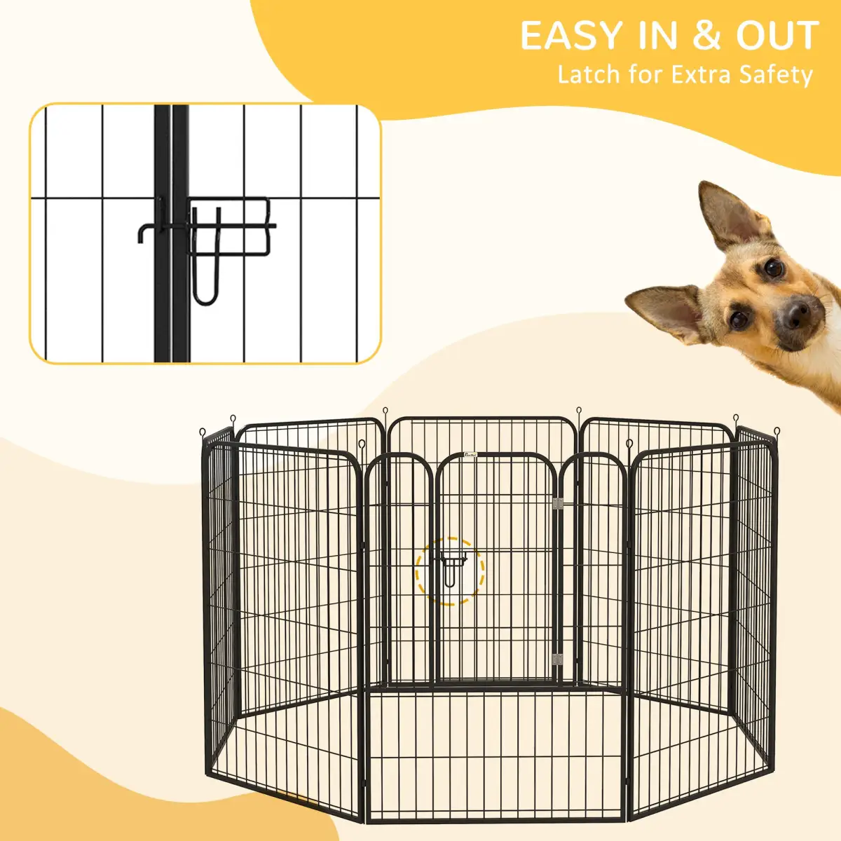 Pawhut 4 Sizes Pet Playpen Dog Rabbit Puppy Cage Folding Run Fence Metal Hutch - Pet Playpen