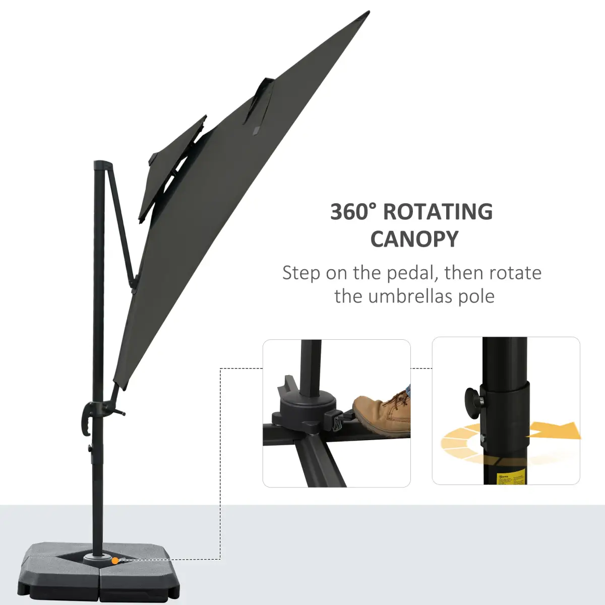 Outsunny Cantilever Parasol Roma Base Weights Kit 360 Degree With Cover For Outdoor Patios - Unbranded - Home Symphony